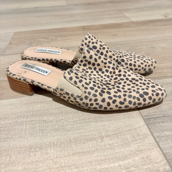 Steve Madden Shoes - Steve Madden Chariot suede Mules Cheetah Leopard Tan Black Size 8.5